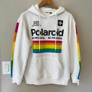 Iconic Polaroid Hoodie Sweatshirt Women's M White Cotton Blend Warm Comfy